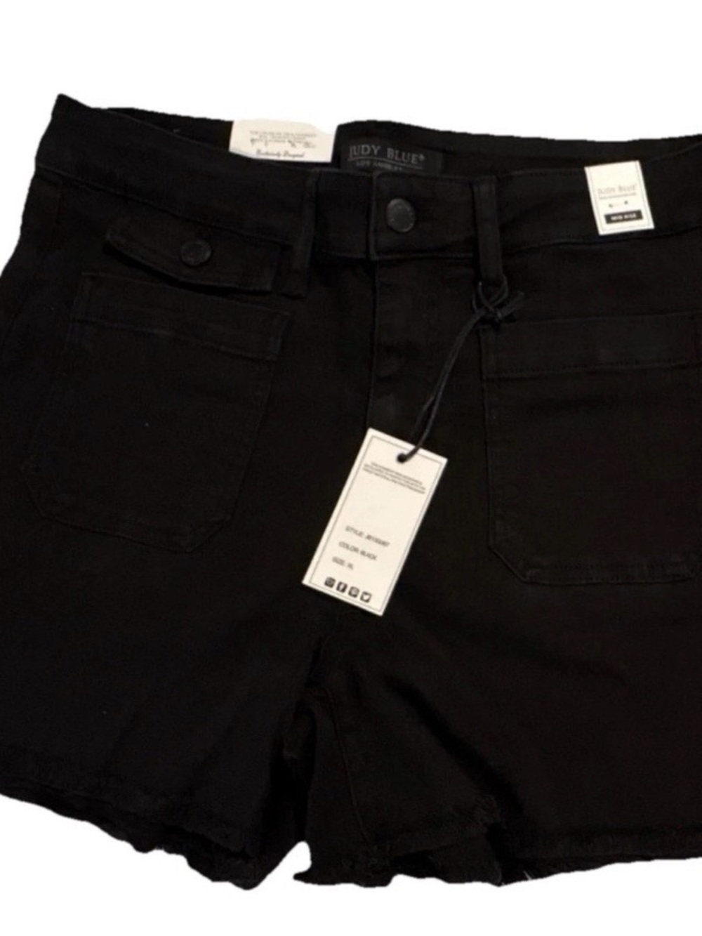 Judy Blue Black High-Rise Denim Shorts with Front Pockets